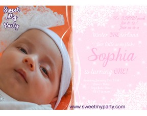 Winter Onederland invitation with photo, (no.3)